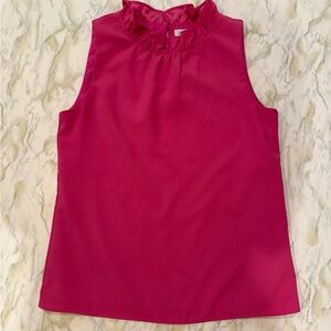 J Crew Pink Ruffle Neck Tank Top XXS